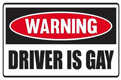 #ad 2 PCS Funny WARNING DRIVER IS GAY Vinyl Decals Stickers Weather Proof $9.99