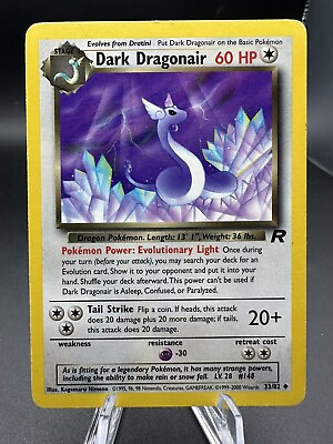 #ad Dark Dragonair 33 82 Uncommon Pokemon TCG 2000 Non Holo Team Rocket MP $1.37