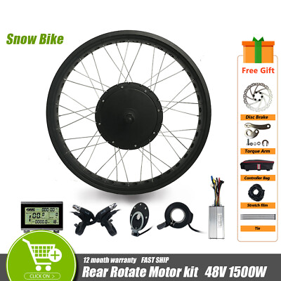 #ad Electric Fat Snow Wheel20 26 48V 1500W Rear Rotate Hub Motor Bike Conversion Kit $499.61