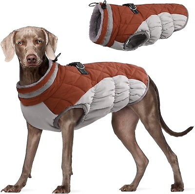 #ad FUAMEY Dog CoatWarm Dog Jacket Winter Coat Paded Dog Fleece Vest Reflective L $34.19