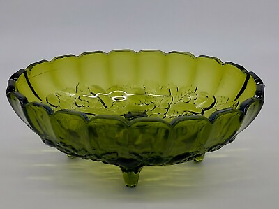 #ad Vintage Garland Avocado Green 12quot; Centerpiece by Indiana Glass $16.50