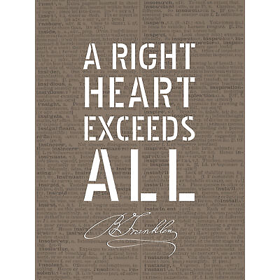 #ad Dictionary Page Quote Benjamin Franklin Right Heart Large Wall Art Print 18X24 $18.99