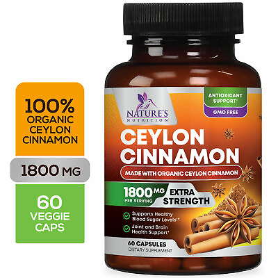 #ad True Organic Ceylon Cinnamon Capsules 1800mg Highest Potency Blood Sugar Support $33.92
