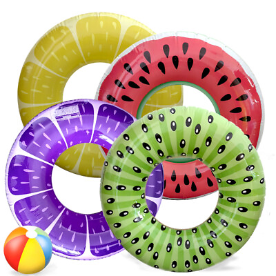 #ad Fruits Swimming Floats Inflatable Pool Raft Float Swim Ring For Kids Adults $11.88