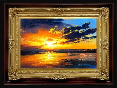 #ad ORIGINAL Oil Painting Handmade Arseni BEAUTIFUL SUNSET 6quot; X 4quot; NO FRAME USA $79.90