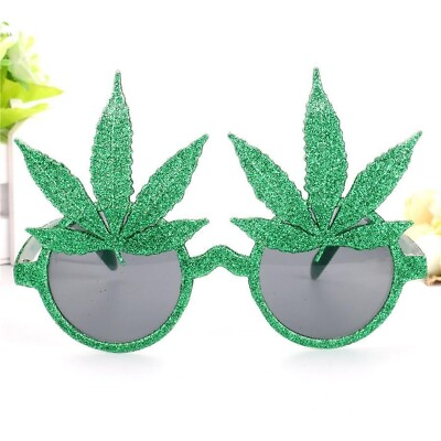 #ad Party supplies glitter green weed sunglasses Unisex happy flower party 12 Pack $80.00