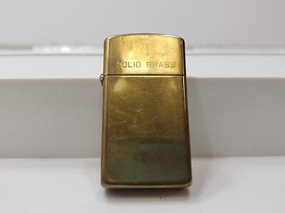 #ad Zippo Lighter Slim Solid Brass 1932 1990 Bradford PA 16 Hole 5 Barrel Vintage $26.39
