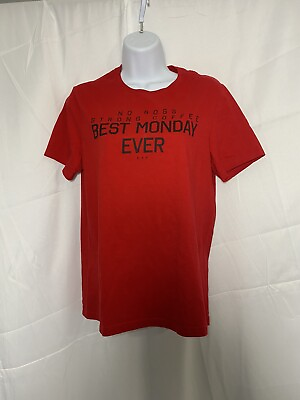 #ad Express Strong Coffee No Boss Best Monday Ever t shirt size small red $14.00