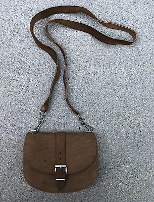 #ad Women#x27;s Mini Leather Suede Saddle Bag Purse Belt Loop Brown 5quot;x4quot; $13.89
