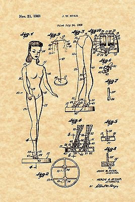 #ad Patent Print Vintage Barbie Doll 1959 Art Print. Ready To Be Framed $8.95
