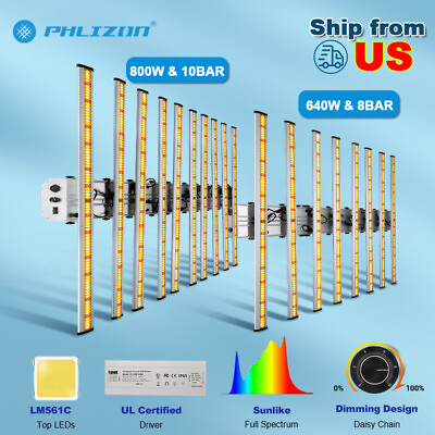 #ad Phlizon 800W 640W LED LM561C Commercial Grow Light Bar Full Spectrum Indoor Lamp $298.39