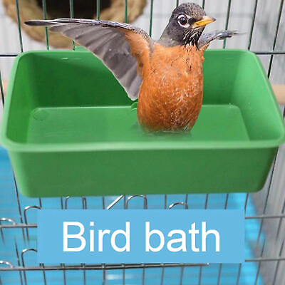 #ad Bird Water Bath Tub Pet Bird Bowl Parrots Parakeet Birdbath Cage Hanging $6.49