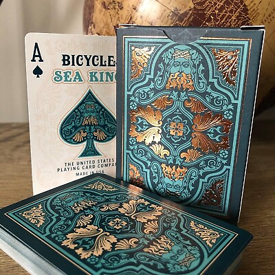 #ad BICYCLE Playing Cards SEA KING Deck Premium Foil Embossed Tuck Case NEW SEALED $3.95