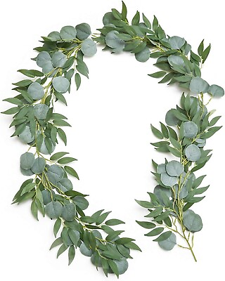 #ad Artificial Eucalyptus and Willow Garland 6 FT Fake Vine Greenery Leaves $12.99