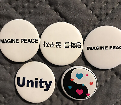 #ad Vintage Pinback Collectible Button Set of 5 Imagine Peace Lot 6 Assorted 1.25 1. $8.10