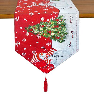 #ad Christmas Snowman Table Runner Red Winter Holiday Table Runner Farmhouse Kitc... $13.80