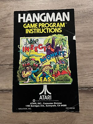 #ad Hangman Atari 2600 1978 MANUAL ONLY C $10.00