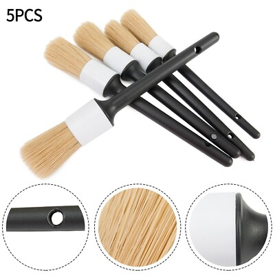 #ad Complete For Car Cleaning Brush Set with Soft Boar Hair Bristles 5PCS $18.69