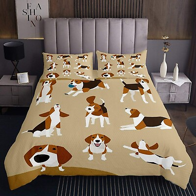 #ad Dog Quilted Coverlet Various Cute Beagle Pattern Printed Bedspread Animal The... $102.49