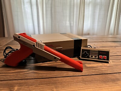 #ad 1985 Nintendo NES System Console Bundle Zapper Cleaned And Tested $79.99