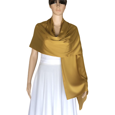#ad Gold Metalic Silk Shawl. Handmade Long Scarf. Wrap Scarf. Fashion Scarf. $12.59