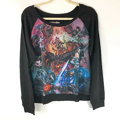#ad WeLoveFine Womens Heroes of the Storm Top TShirt Long Sleeve Graphic Sheer XL $14.99
