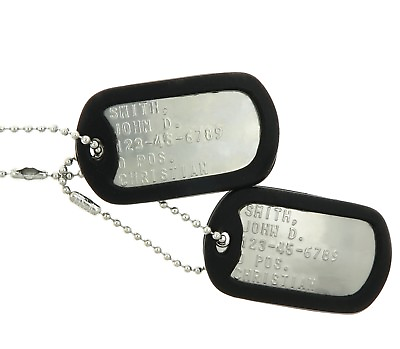 #ad #ad Custom Embossed Military Issue Stainless Steel Army Navy Marines AF ID Dog Tags $8.95