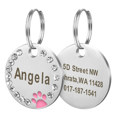 #ad #ad Custom Laser Engraved Pet Dog Cat Tags Personalized Bone Paw amp; Free Split ring $8.99