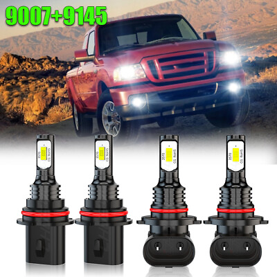 #ad For Ford Ranger 1998 2011 4pc LED Headlight Hi Lo Fog Lights Bulbs Combo 6000K $26.99