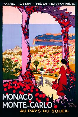 #ad Poster Monaco Monte Carlo Vintage Travel Advertisement 4 Sizes $51.99