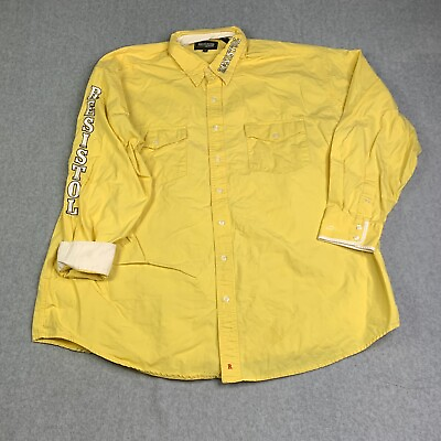 #ad Resistol Rodeo Gear Shirt Adult 2XL Yellow Embroidered Button Up Long Sleeve Men $27.89