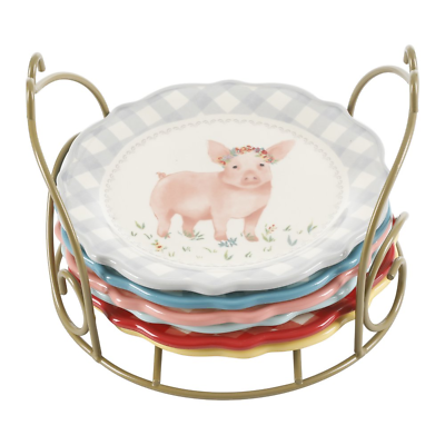 #ad The Pioneer Woman Novelty 7 Inch Plates with Rack 7 Piece Set 🥇🥇🥇 $21.54