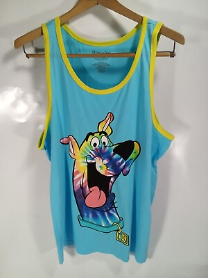 #ad #ad Scooby Doo Dog Tank Top Sleeveless T Shirt Men#x27;s L Light Blue Tie Dye Graphic $10.00