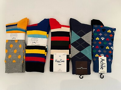 #ad Men#x27;s Colorful Pattern Assorted Crew Casual Dress amp; Business Socks Lot Of 5. $21.21