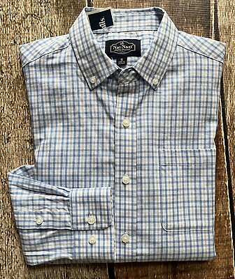 #ad NAT NAST LONG SLEEVE PLAID BUTTON DOWN SHIRT BLUE MENS SMALL NEW WITH TAGS $29.99