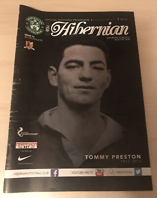 #ad Hibernian Hibs v Alloa Ath 25 04 15 Tribute Programme Tommy Preston SIGNED GBP 8.99