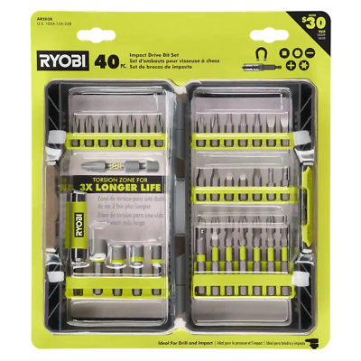 #ad NEW Durable RYOBI 40 PCS Impact Rated Driver Drill Starter Kit with Storage Case $16.74