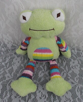 #ad Animal Adventure Frog Plush Green Rainbow Striped 13quot; Stuffed Animal Toy 2015 $19.95
