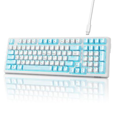 #ad Mechanical Gaming Keyboard Full Size 98 Anti Ghosting Keys Brown Switch Keyb... $52.66