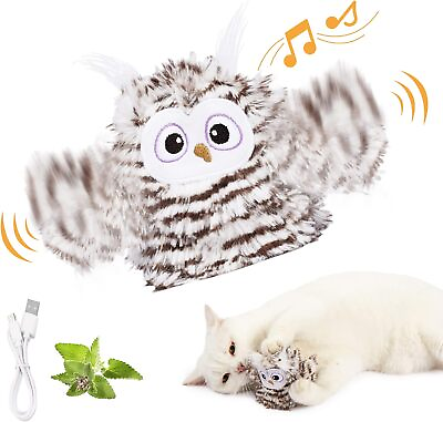 #ad Interactive Cat Toy Rechargeable Automatic Chirping Owl Cat Toy with Catnip Aut $54.26