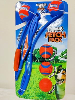 #ad 5 BALLS Chuckit 2 Launchers Dog Fetch Pack Set SLOBBER FREE PICKUP $20.00