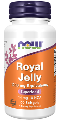 #ad NOW Foods Honeybee Royal Jelly 1000 mg Softgels 08 25EXP 14 mg 10 HDA $14.95