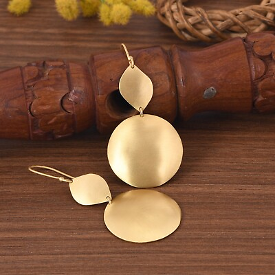 #ad Plain Gold Plated Dangles Charm Circle Earrings Jewelry For Wedding Party Wear $18.99