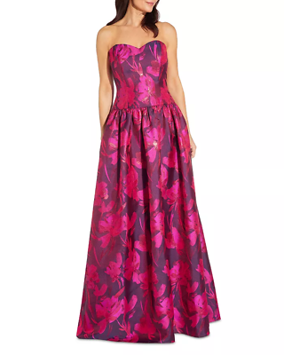 #ad Aidan Mattox Floral Jacquard Strapless Gown 10A 2222 $78.96