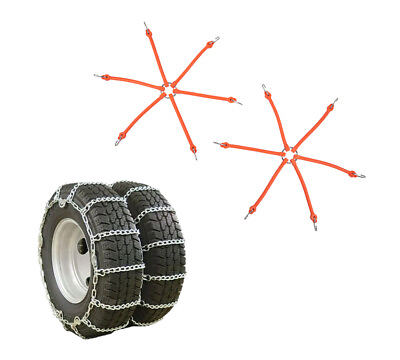 #ad Set of 2 24.5quot; Twist Link Dual Snow Tire Chain amp; 2Pc 6 Arms Rubber Bungee $274.99