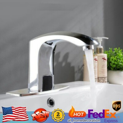 #ad Automatic Infrared Sensor Touchless Faucet Hands Free Bathroom Vessel Sink Tap $46.55