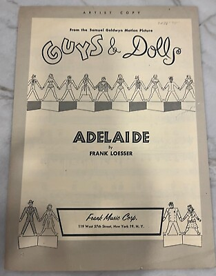 #ad 1955 Guys amp; Dolls Adelaide Frank Loesser Vintage Sheet Music $37.95