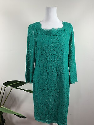 #ad Adrianna Papell WOMENS Green Lace Dress Size 14 $49.99