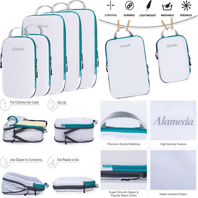 #ad Compression Packing Cube Set for Carryon Luggage Small Large White 3L2S $58.77