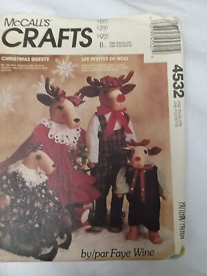 #ad McCall#x27;s Crafts Pattern 4532 quot;Christmas Guestsquot; Cut Reindeer and Clothes $5.99